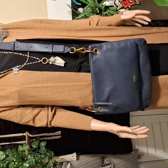 Margot New York Blue Leather Shoulder Bag 9.5x12 - Picture 2 of 15